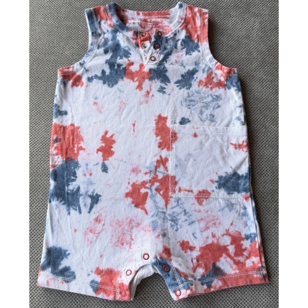 Burt's Bees Baby Romper 18M Tie Dye Organic Cotton Sleeveless Snap Summer Outfit